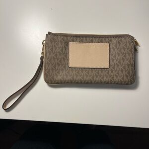 Michael Kors Tan and Cream Wristlet/Wallet